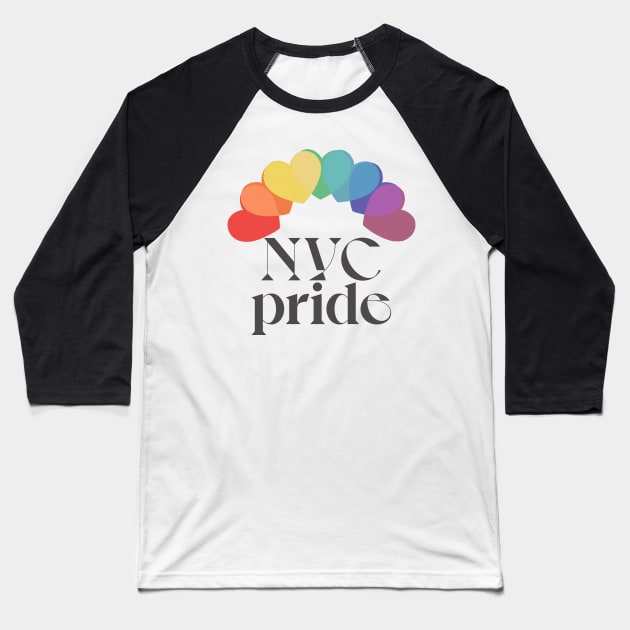 NYC Pride / / Typographic Rainbow Heart Design Baseball T-Shirt by DankFutura